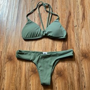 PLUMERIA SWIMWEAR GREEN MATCHING BIKINI SET
